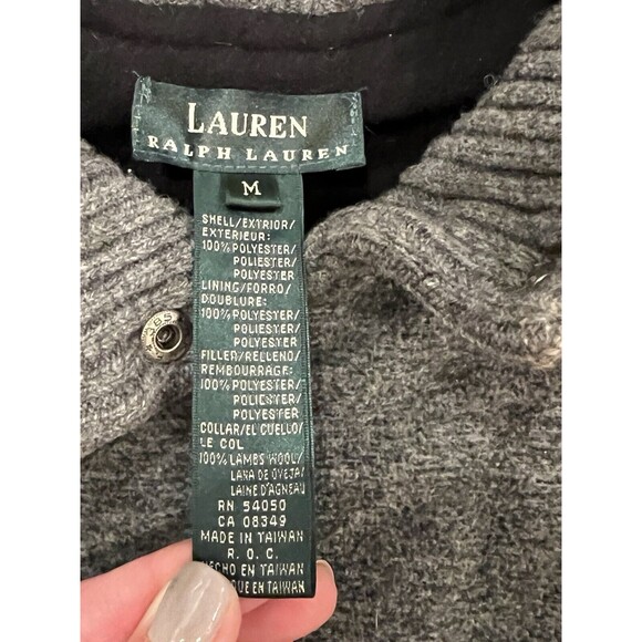Lauren Ralph Lauren Women Vest Size Medium Patch Gray Grey Zip Front Collar - Picture 10 of 10